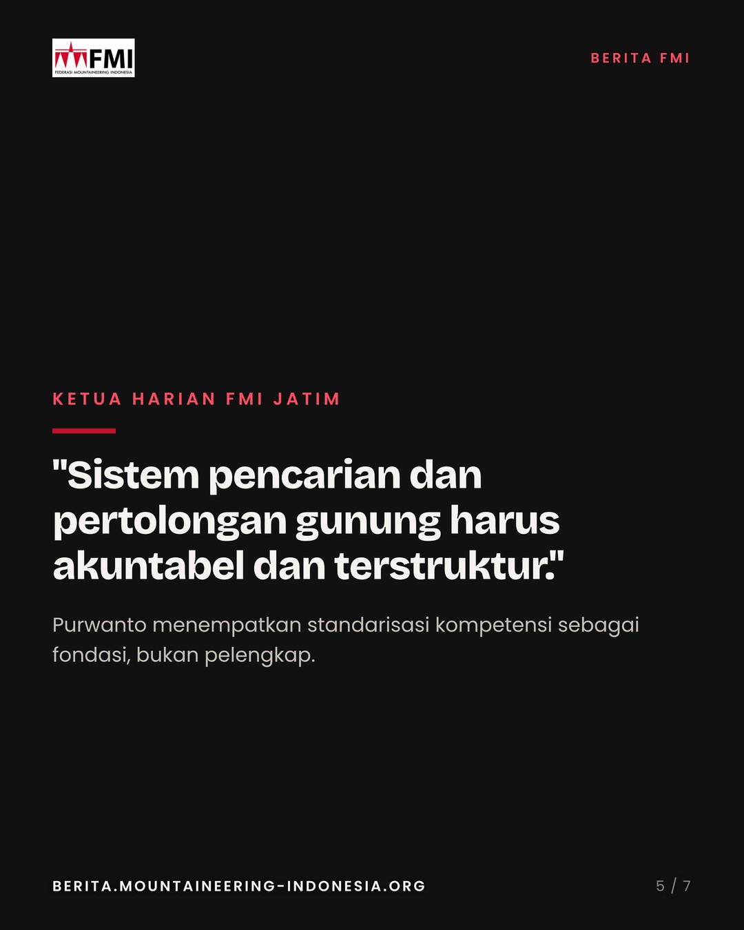 Slide 5: kutipan Ketua Harian FMI Jatim Purwanto