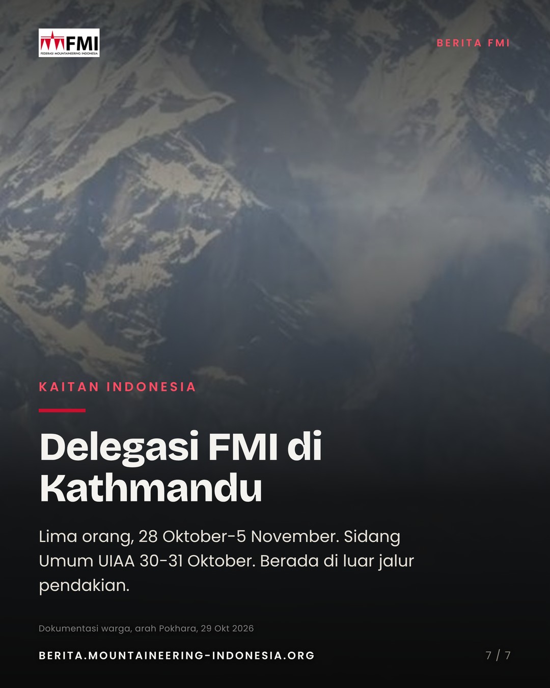 Slide 7: delegasi FMI di Kathmandu, lima orang, Sidang Umum UIAA 30-31 Oktober