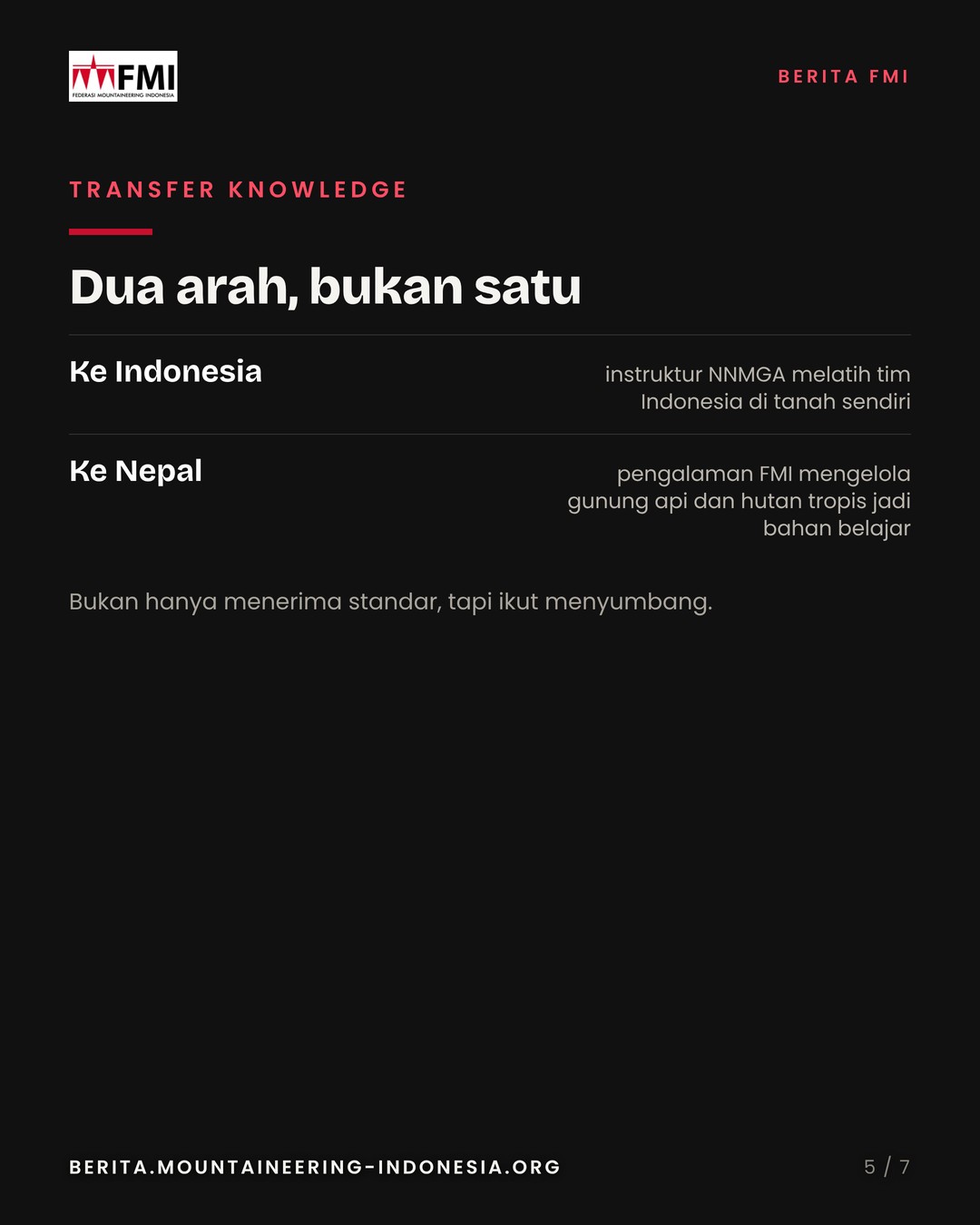 Slide 5: transfer knowledge dua arah, Indonesia dan Nepal